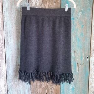 Fenn Wright Manson Wool Fringe Skirt Gray Small